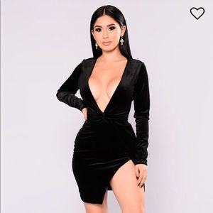 Fashion Nova Black Velvet Dress